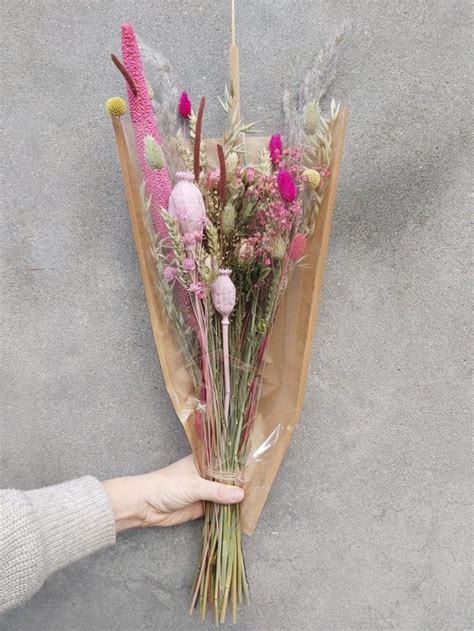 Boeket Droogbloemen Roze Wolk Bol