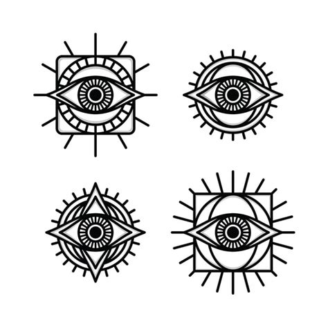 Occult Eyes Symbols Set Esoteric Signs With Circle And Arrows Mystical