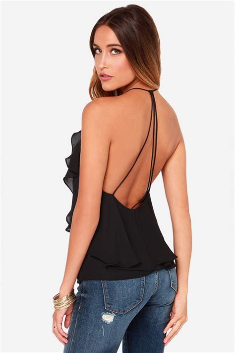 Sexy Black Top Tank Top T Strap Top Halter Top 3900