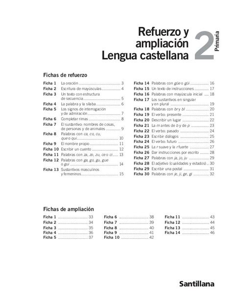 Refuerzo Y Primaria Ampliaci N Lengua Castellana Santillana Fichas De