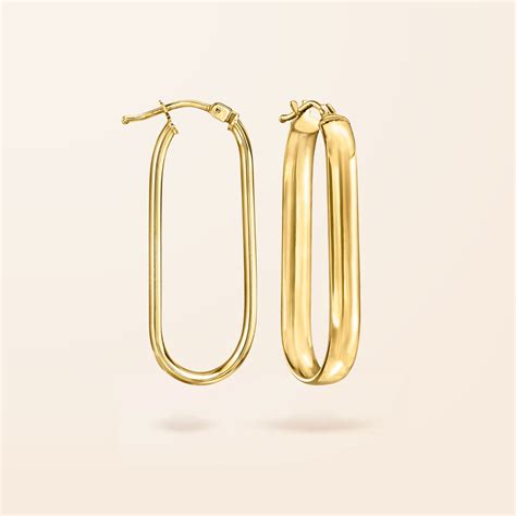 10k Gold Rectangle Hoop Earrings Van Der Hout Jewelry