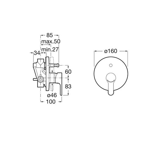 Roca L20 Built In Bath Shower Mixer 2 Outlets 5A0A09C00