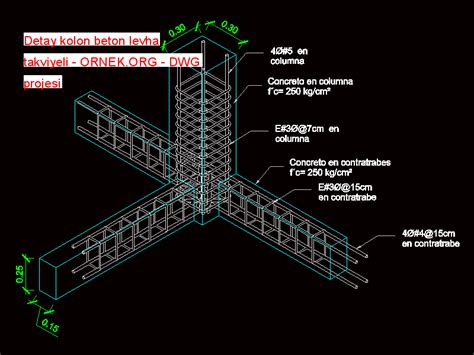 Detay Kolon Beton Levha Takviyeli Dwg Projesi Autocad Projeler