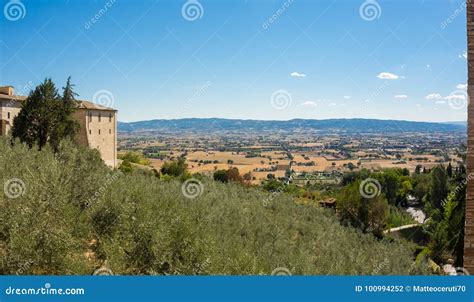 Assisi One Of The Most Beautiful Small Town In Italy Landscape On The Plain From The City