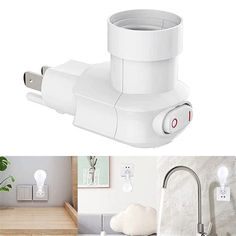 Erock 360° E27 Plug In Light Socket Outlet To Light Bulb 3 Prong Outlet Socket Adapter