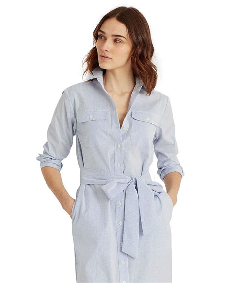 Lauren Ralph Lauren Striped Cotton Broadcloth Shirtdress Macys