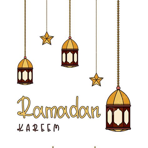 Gambar Ramadhan Kartun Style Lentera Templat Latar Belakang Transparan