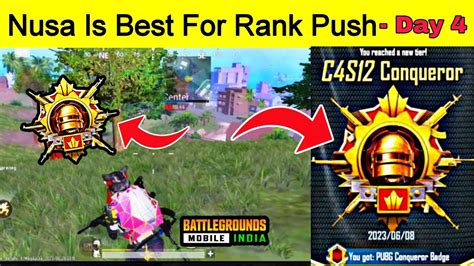 🇮🇳day 4 Nusa Map For Rank Push 😎ace To Solo Conqueror🥵solo Rank Push