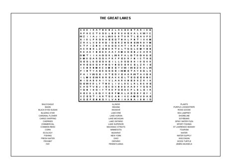 The Great Lakes Word Search Puzzle Nature