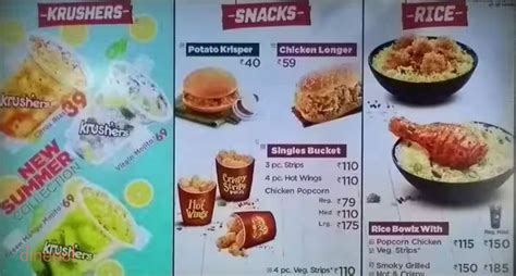 Menu Of Kfc Hazratganj Lucknow Dineout Discovery