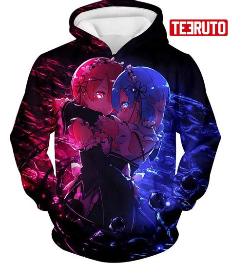 Rezero Wonderful Anime Twin Maids Rem And Ram Cute Black Rezero Anime Hd 3d Aop Hoodie Teeruto