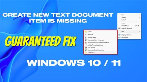 Fix Create New Text Document Item Is Missing From Context Menu In