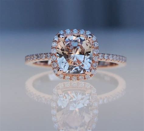 1 98ct Cushion Ice Peach Champagne Sapphire 14k Rose Gold Etsy