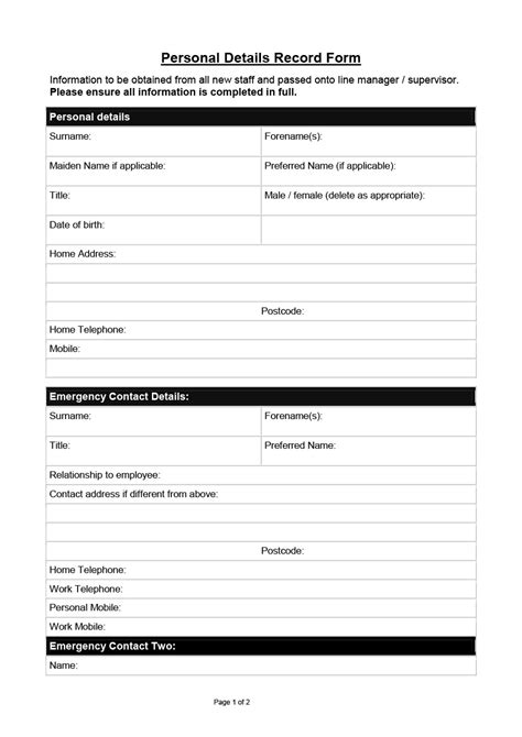 Free Printable Employee Information Form