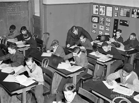 Boys Working In School Classroom Photograph by Bettmann - Pixels