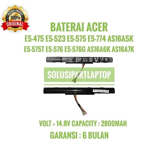 Jual Baterai Acer Aspire ES 14 ES1 432 ES1 432 E5 475G AS16A5K Original