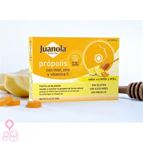 Juanola con Própolis Miel y vitamina C para la garganta 24 pastillas