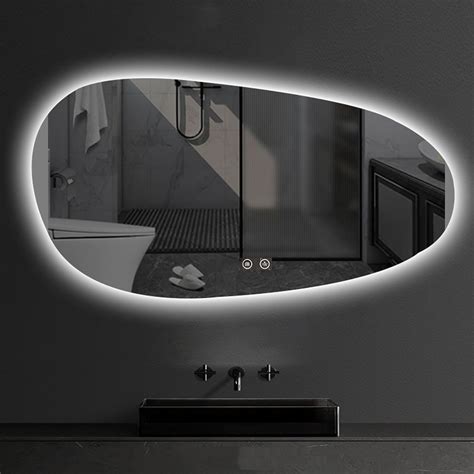 Miroir De Salle De Bain Asymétrique avec LED 3 Couleurs Miroir