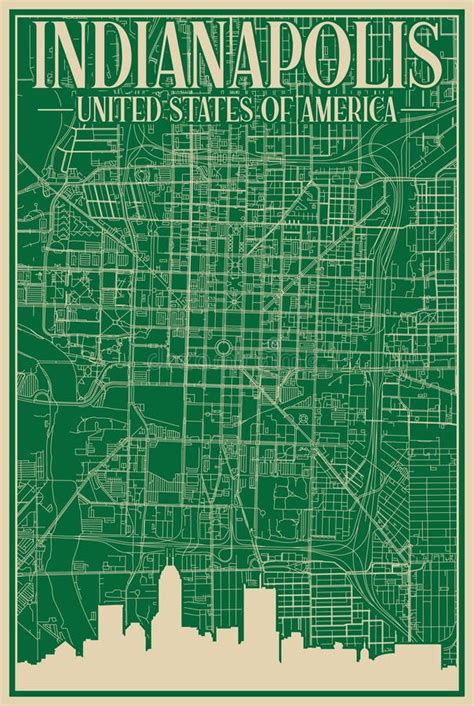 Road Network Poster Of The Downtown Indianapolis United States Of