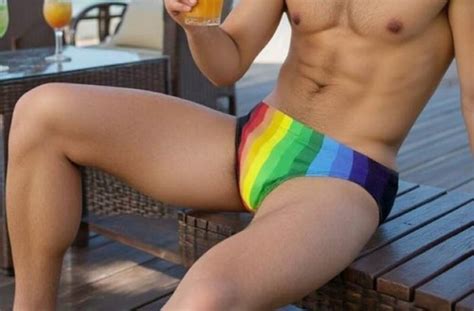 New Men S Sexy And Silky Pride Rainbow Low Rise Bikini W Contoured Pouch Gay EBay