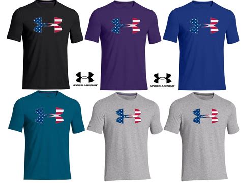 Under Armour Usa Flag Ua Logo T Shirt Mens Patriotic American Flag