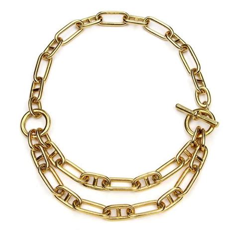 Gold Link Dual Gold Chain Toggle Necklace Chunky Gold Chain Necklace