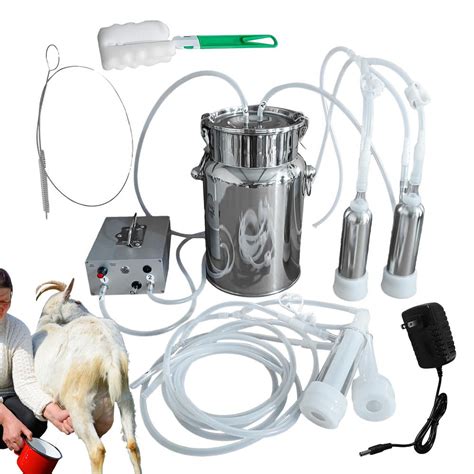 Flroha Goat Milking Machine Pulsation Vacuum Pump Milker 7L Milk Bucket