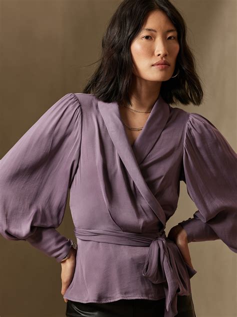 Satin Tie Wrap Blouse Banana Republic Factory