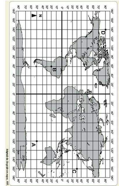Para responder a esta questão considere o mapa a seguir A O ponto D