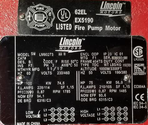 Lincoln Lm Hp Rpm Volts Odp Ts New