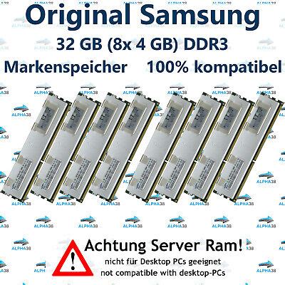 32 GB 8x 4 GB Rdimm ECC Reg DDR3 HP HPE Proliant BL460c Gen7 G7