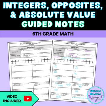 Integers And Absolute Value Lesson Teaching Resources TPT