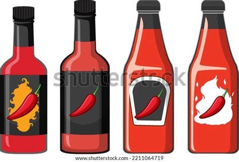 Four Different Chili Sauce Bottles Illustration Stock Vector Royalty Free 2211064719