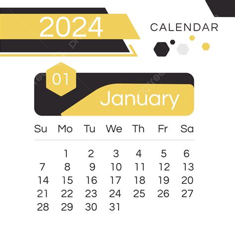 Gambar 2024 Bulan Kalender Januari Kuning Sederhana Dua Ribu Dua Puluh