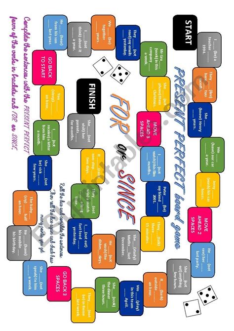 Present Perfect Tense Board Game