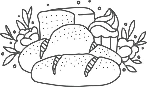 Bread Line Art Vector Illustration Hand Drawn Doodle Bakery Icon
