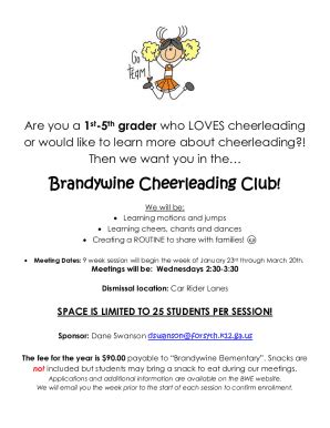 Fillable Online Brandywine Cheerleading Club Fax Email Print Pdffiller