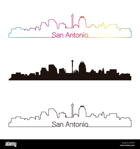 San Antonio Skyline Linear Style With Rainbow Stock Photo Alamy