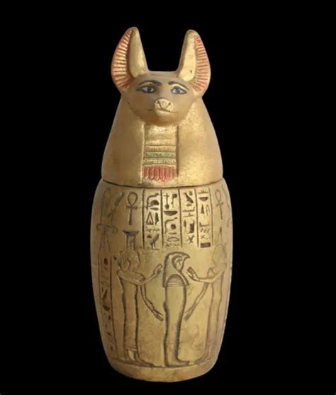 Rare Ancient Egyptian Antique Anubis Canopic Jar With Isis And Key Life