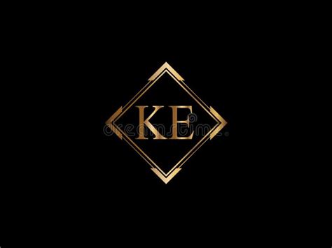 Ke Initial Diamond Shape Gold Color Later Logo Designx Stock Vector