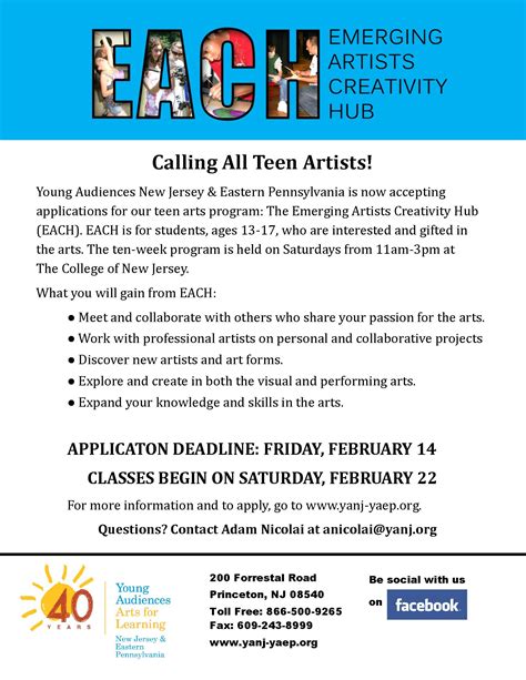 Calling All Teen Artists Each Arts Program Now Accepting