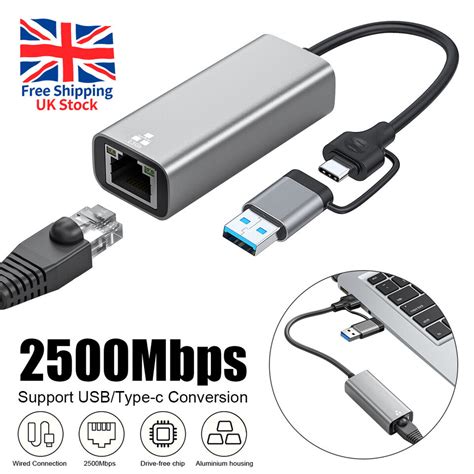 Usb C To Ethernet Adapter Type C To Rj Network Lan Gigabit