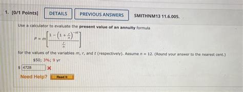 Solved Points Details Previous Answers Smithnm Chegg