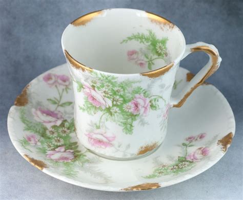 Theodore Haviland Limoges Demitasse Tea Cup Saucer With Roses And