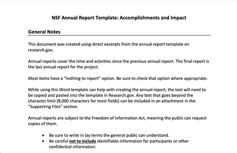 Decoding The Nsf Annual Report Template To Communicate Impact