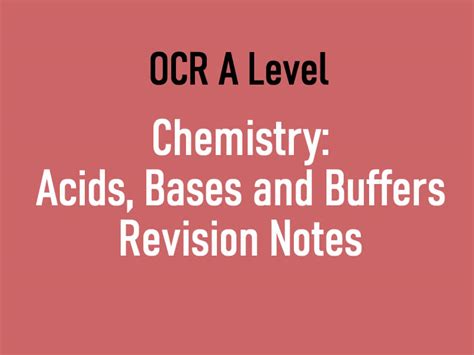 Ocr A Level Chemistry Rates Equilibrium And Ph Revision Notes