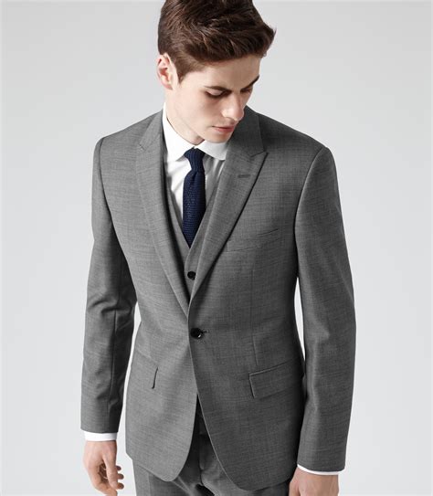 Lyst Reiss Youngs One Button Peak Lapel Suit In Gray For Men