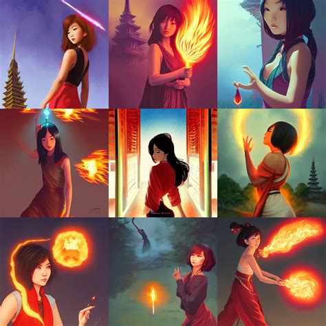 Female Portrait Hapa Sorceress Casting A Fireball In Stable