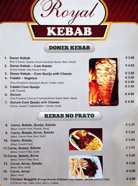 Menu At Royal Doner Kebab Restaurant Porto