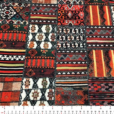 Turkish Kilim Pattern Fabric By The Yard Bohemian Tribal Etsy